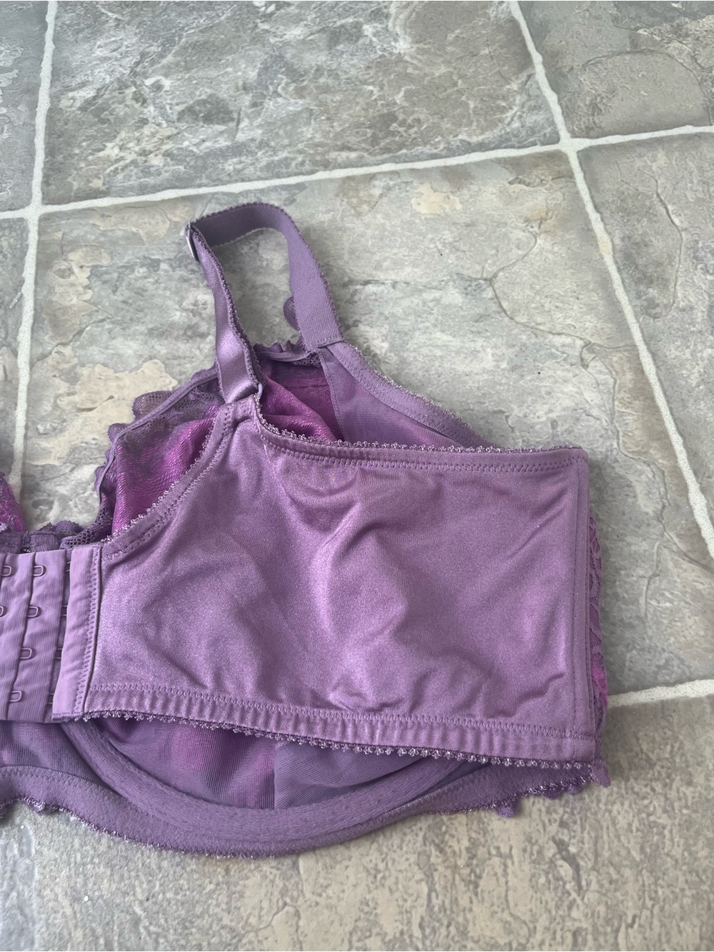 Déesse 46G Purple Lace Unlined Underwire Plunge Bra - Picture 9 of 14